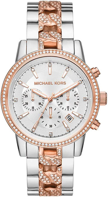 Michael Kors Women's Ritz Quartz Watch with Stainless Steel Strap, Two-Tone, 20 (Model: MK6938)